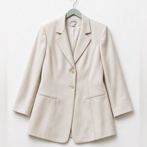 Due Per Due Ivory Silk Blazer Jacket Tailored Vintage Size 12